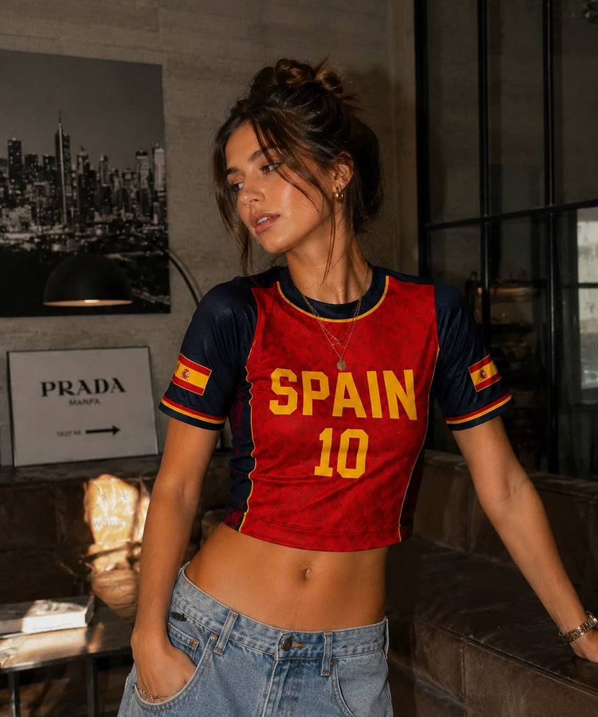 Camiseta España #10 Crop Top – Mujer