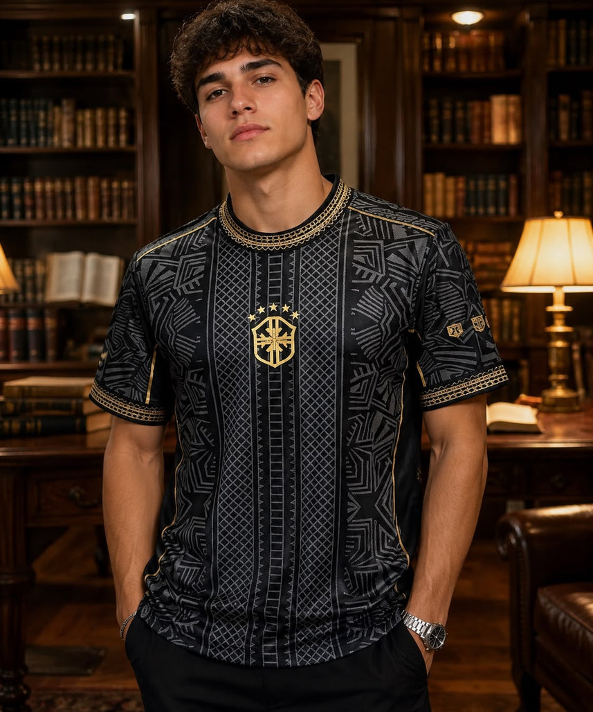 Camiseta Brasil 2026 – Negro y Dorado