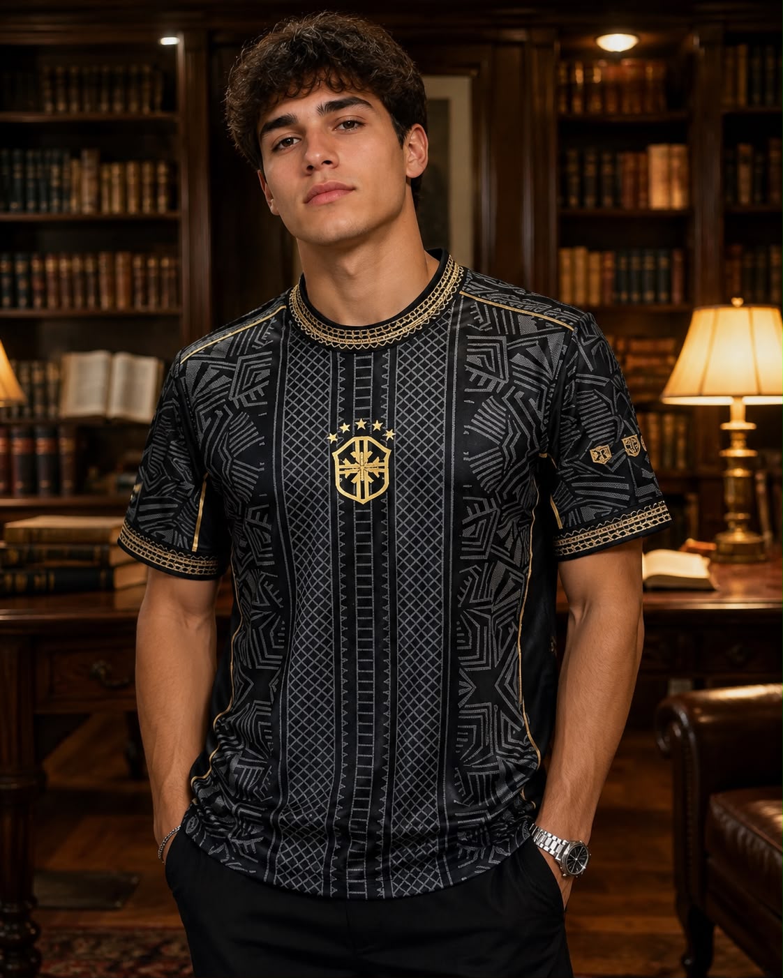 Camiseta Brasil 2026 – Negro y Dorado